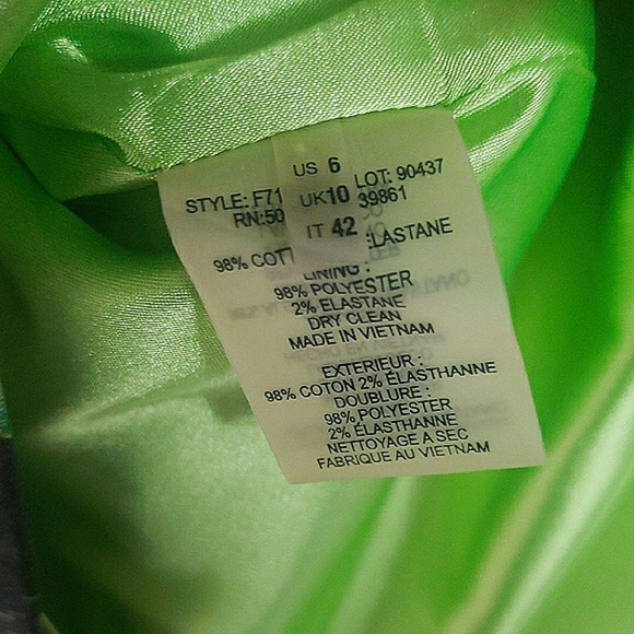 Tahari Sleeveless Sheath Floral Dress Multicolor Neon Green Blue Black Cotton 6 - Picture 10 of 16